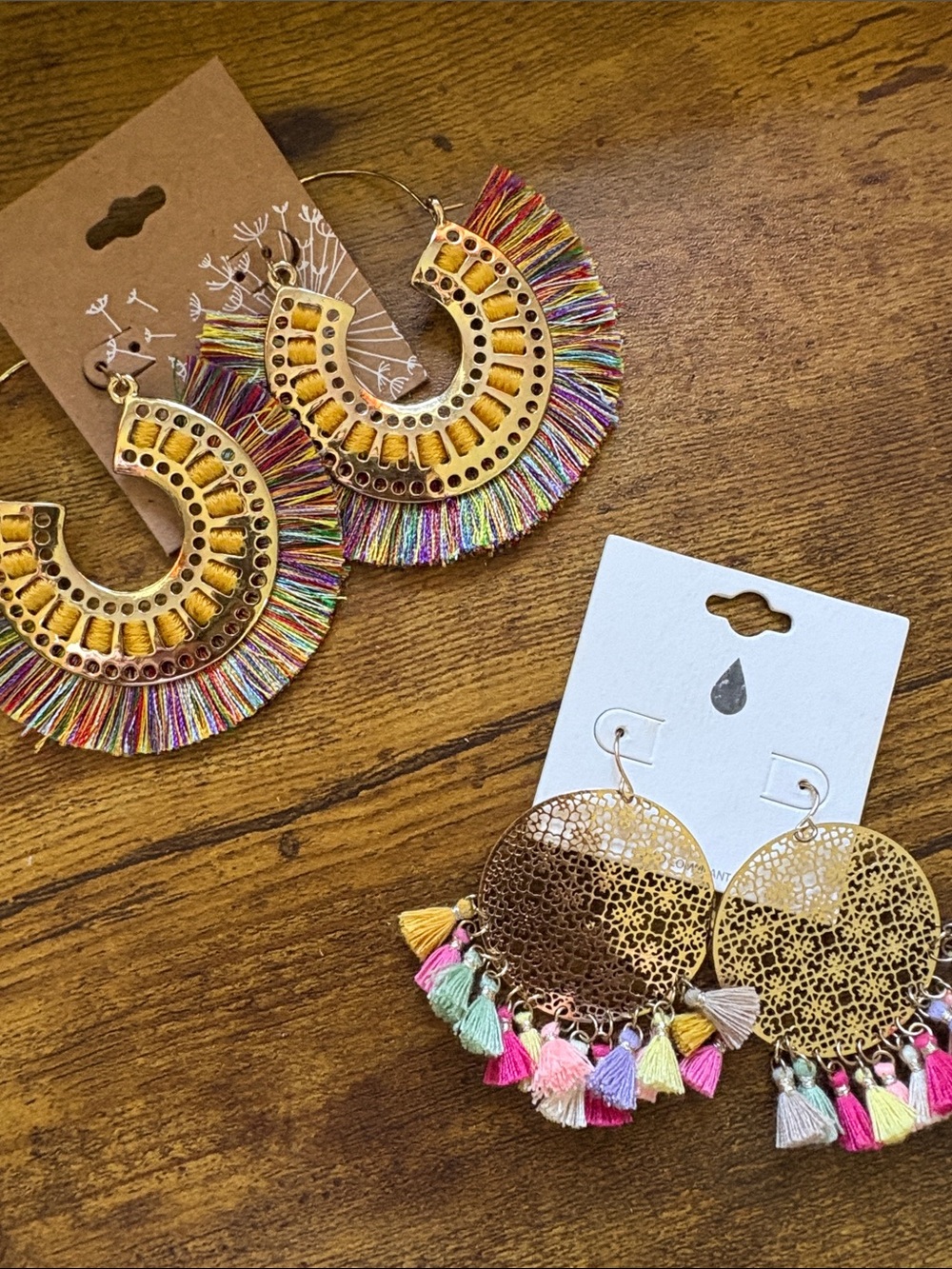 Boho Multicolor Tassel Hoop Earrings Bundle